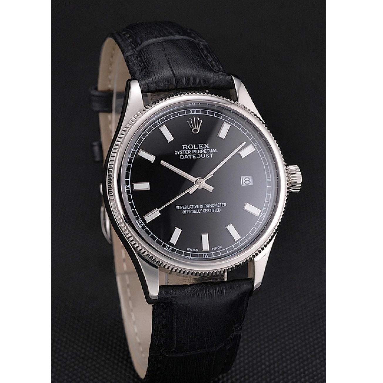 MiroTime 0813 Swiss Rolex Datejust Black Dial Stainless Steel Case And Bracelet